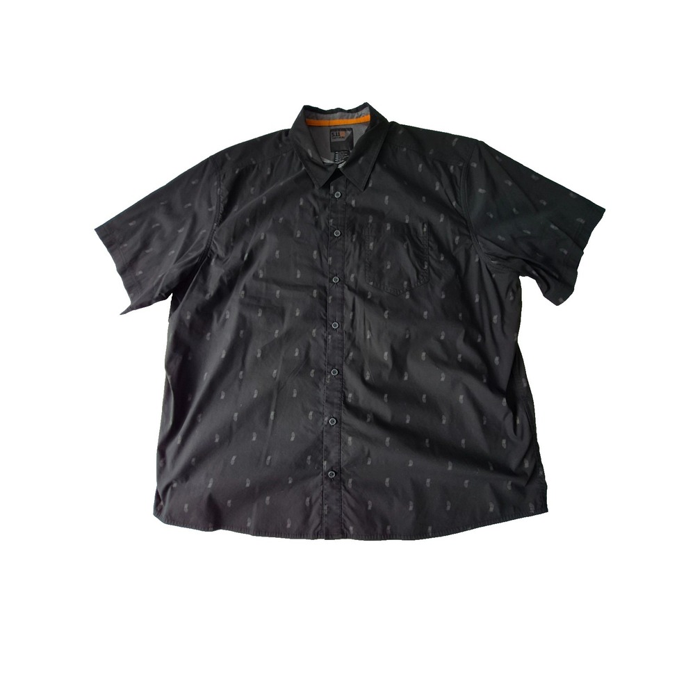 5.11 Tactical Mens 2XL Black Pineapple Print Short Sleeve Button Up Shirt NWOT